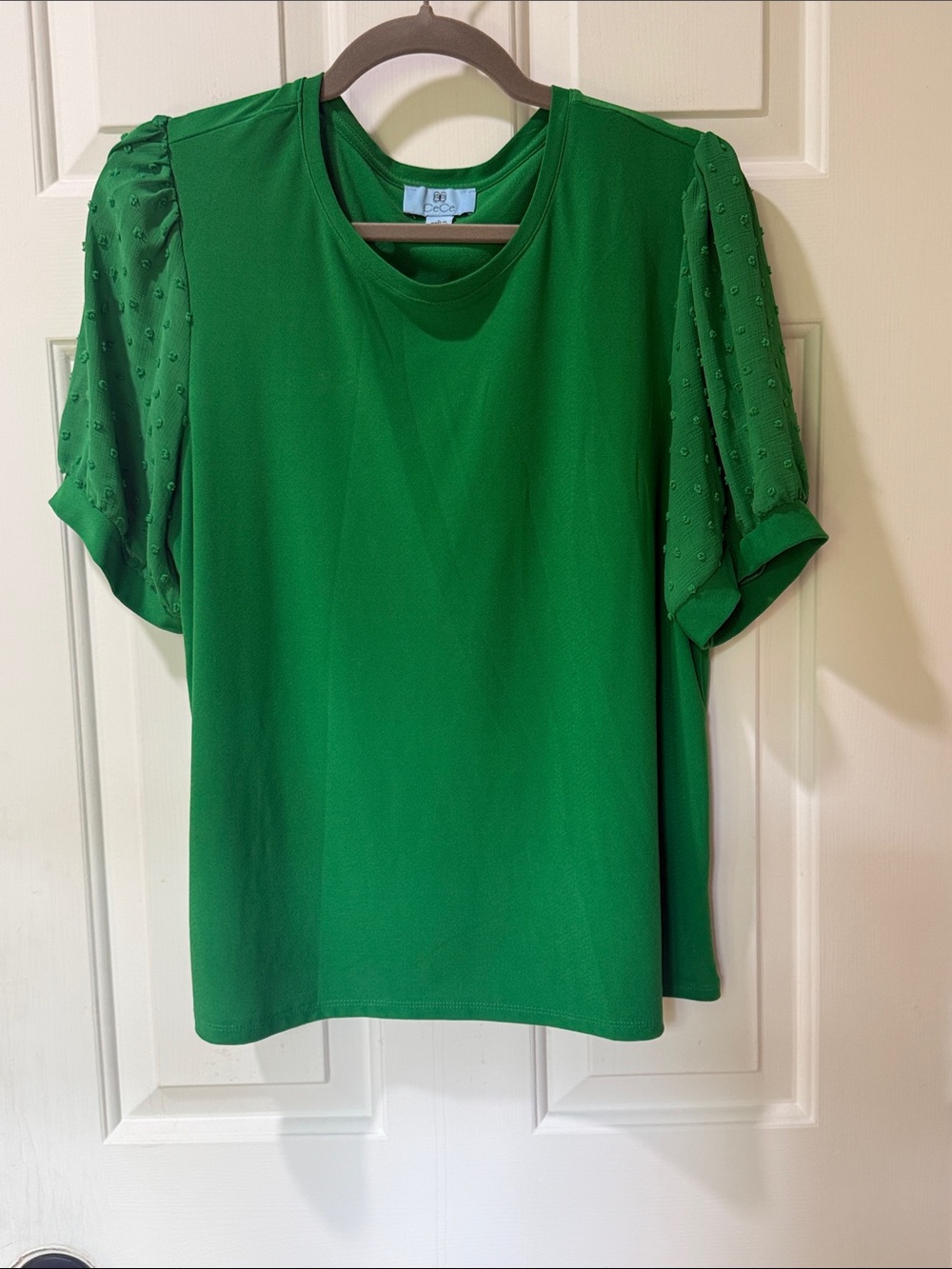 CeCe Emerald Green Puff-Sleeve Short Sleeve Tee